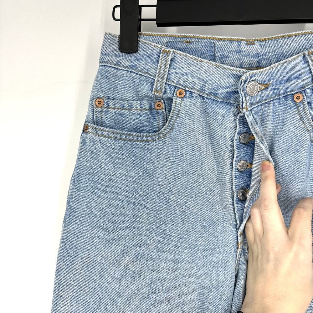 Vintage 1990's Levi's 701 Student Fit High Rise Straight Leg Jeans Light Wash 26 - Picture 2 of 6